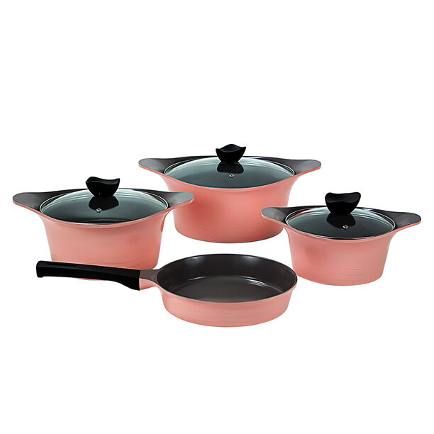 Alberto 7 Pieces Cookware Aluminum Set Pink image number 1