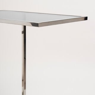 هومز طاولة جانبية ستانلس ستيل فضي مع سطح زجاجي 50*30*60سم