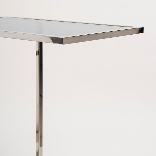 هومز طاولة جانبية ستانلس ستيل فضي مع سطح زجاجي 50*30*60سم image number 2