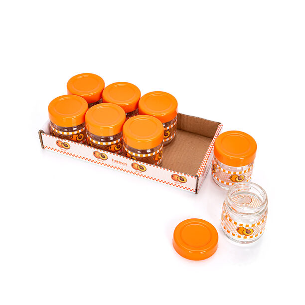 Herevin 8Pcs Glass Storage Round Jar Set V: 40 Ml Apricot Design image number 1