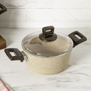 Alberto 7pcs granite cookware set brownstone