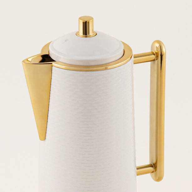 دلتي طقم دلة ستانلس ستيل 1 لتر، أبيض وذهبي image number 2