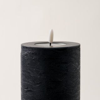 LED rustic candle in black 10*25cm