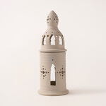 Homez beige ceramic candle holder 13.5*13.5*35.2 cm image number 0