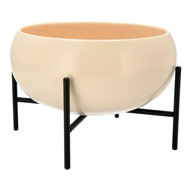 La Mesa 22Cm Salad Bowl Semi Mat Beige W/Black image number 0