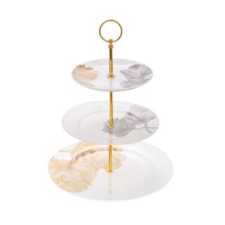 La Mesa Porcelain Cake Stand 3 Tiers Golden Garden