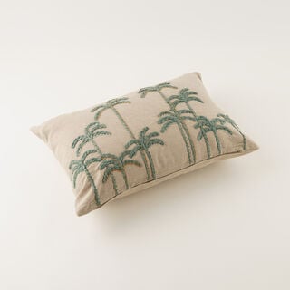 Homez Green Palm Print Rectangular Cushion Cover, 30*45Cm