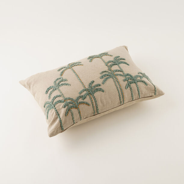 Homez Green Palm Print Rectangular Cushion Cover, 30*45Cm image number 2