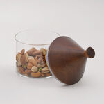 دلتي سكرية زجاجية بغطاء خشبي 10*10*15سم image number 1