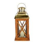 Wood and Steel Lantern 23*23*53 Cm image number 4