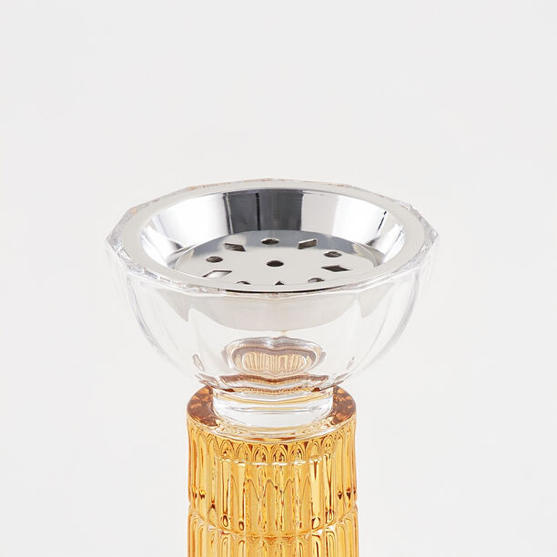 Homez glass ribbed oud burner 10*10*15.7cm, Orange image number 2