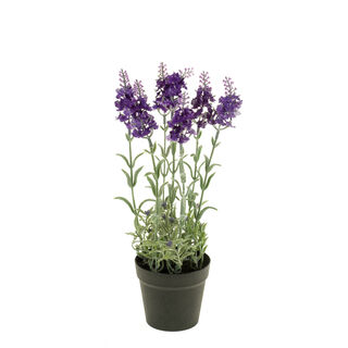 Homez indoor artificial lavender bush in pot, purple, 28cm