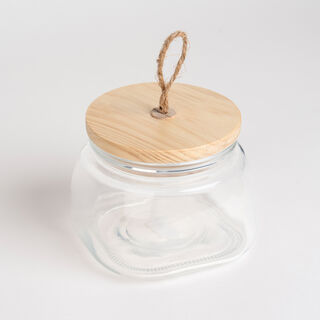 Alberto Glass Jar With Wooden Lid And Hemp Rope 1150Ml