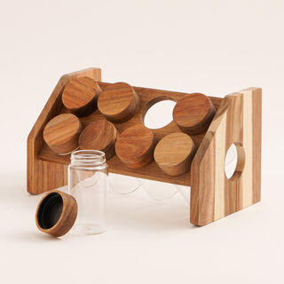 8 Pcs spices set with acacia wood stand