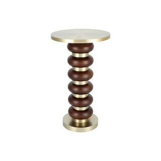 Drink Table Wood Base Brass Gold Top 30 *51 cm