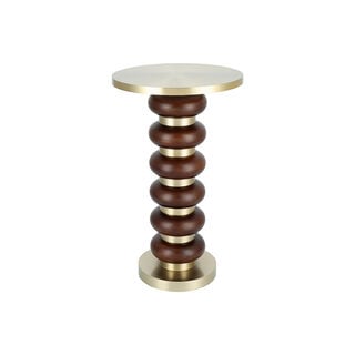 Drink Table Wood Base Brass Gold Top 30 *51 cm