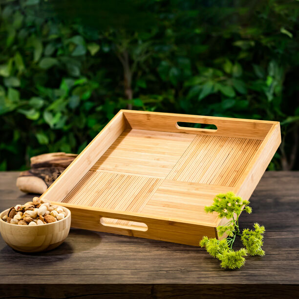 Dallaty natural bamboo serving tray 37.8*37.8*5 cm image number 6