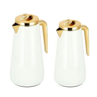 Dallaty Eve set of 2 steel vacuum flask white & gold