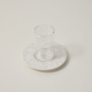 Dallaty white porcelain and glass Tea and coffee cups set 18 pcs