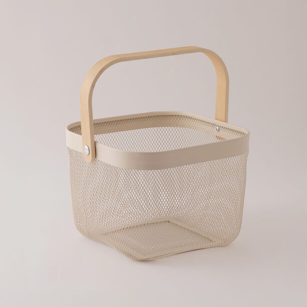 Homez Storage Basket Metal Beige With Wooden Handles 54*27*42 Cm image number 0