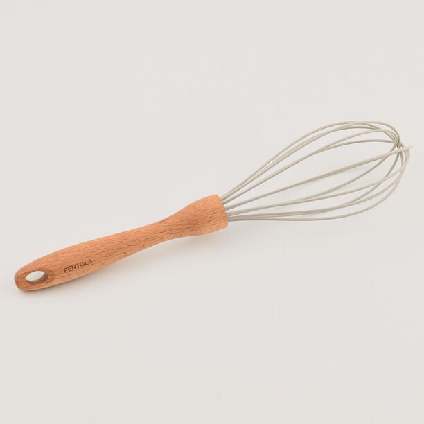 Pentola silicone egg whisk with beechPentola wood handle 12" image number 0