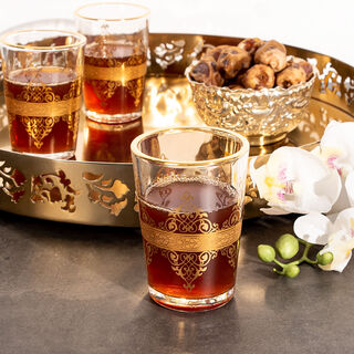 طقم 6 كاسات شاي مغربي لون ذهبي