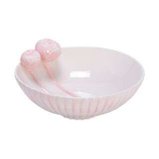 Dolomite Bowl Balloon Flower Cream Pink