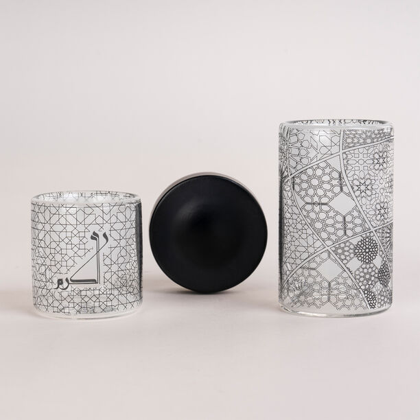 Dallaty glass with black patterns Tea and coffee cups set 18 pcs image number 1