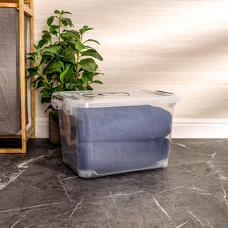 STORAGE BOX with HANDLE ON LID PLASTIC