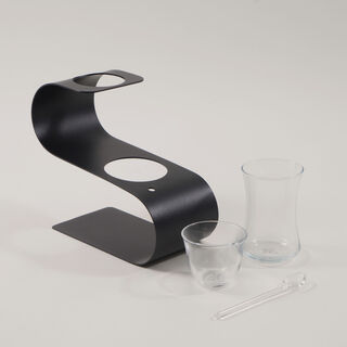 Dallaty glass coffee and tea cup set suitable for 6 people, black