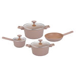 Pentola 7Pcs Aluminum Non Stick Cookware Set With Glass Lids, Brown image number 1