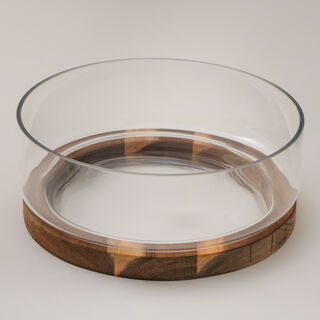 La Mesa glass bowl with wood base 27.8*10.5cm
