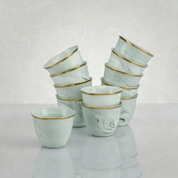 La Mes Grey Marble Arabic Coffee Set 12 Pieces With Gold  image number 5