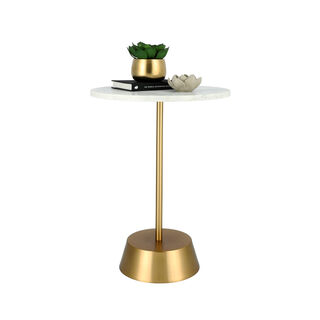 SIDE TABLE GOLD BASE WHITE MARBLE