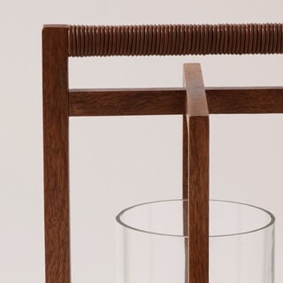 هومز حامل شموع خشب 24*24*30سم، بني