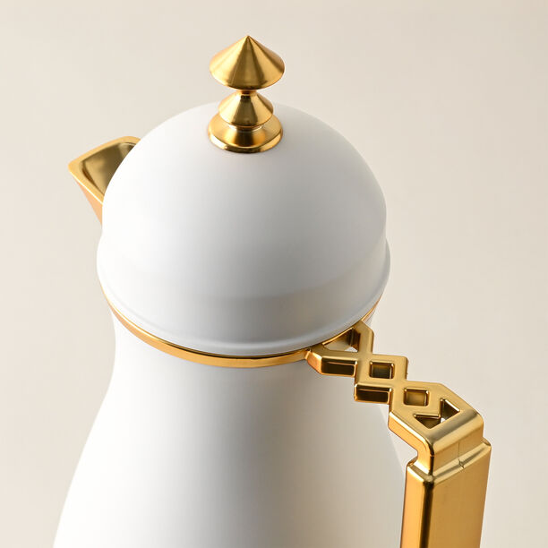 Dallaty 2 Pieces Plastic Vacuum Flask Koufa White & Gold 1L image number 4