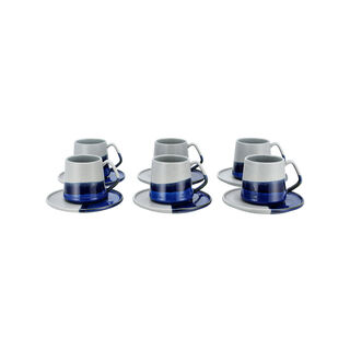 Grey and blue porcelain English tea cups set 13 pcs