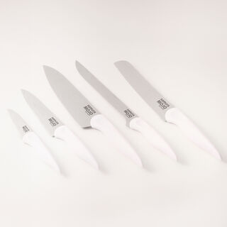 Samura 6pcs stainless steel mojo knife block set in white