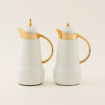 دلتي طقم دلة ستيل أبيض مع ذهبي 1 لتر + 1 لتر image number 0