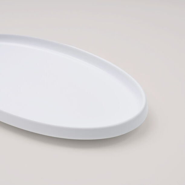 Pearl Collection La Mesa Porcelain Serving Platter Wood Serving Base image number 1