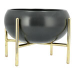 La Mesa 16Cm Salad Bowl Semi Matt Grey W/Gold  image number 1