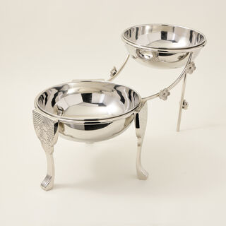 DOUBLE BOWL FRUIT STAND NICKLE PLATED