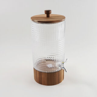La Mesa Glass Beverage Dispenser With Wooden Base 18.2*40Cm