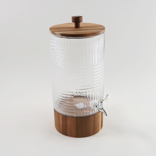 La Mesa Glass Beverage Dispenser With Wooden Base 18.2*40Cm image number 2