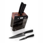 Alberto Acrylic Knife Block With Wood Stainless Steel Knives Set image number 1