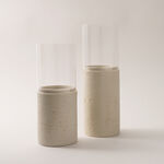 Homez resin candle holder travertine collection 10*10*25cm image number 3