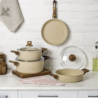 Alberto granite cookware set greystone 7 pcs