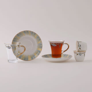 دلتي طقم شاي وقهوة عربية 18 قطعة من الاكريليك