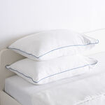 3Pcs cotton duvet cover 260*220cm contrast piping blue image number 4