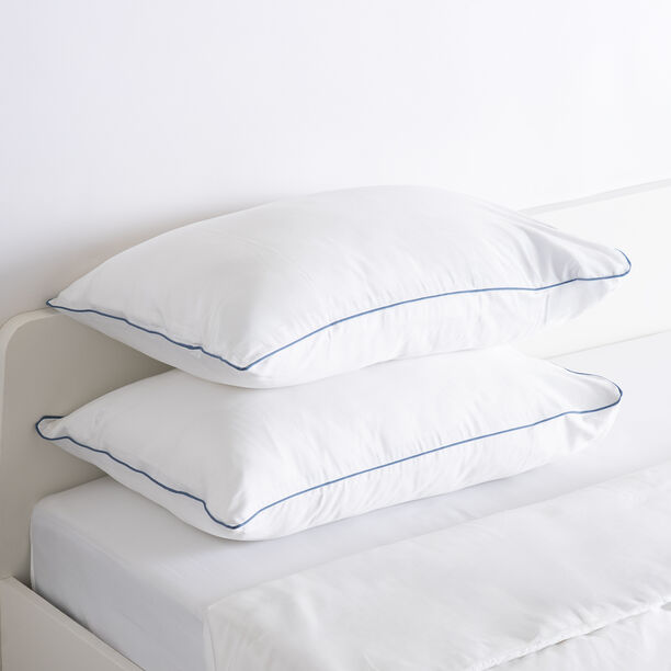 3Pcs cotton duvet cover 260*220cm contrast piping blue image number 4